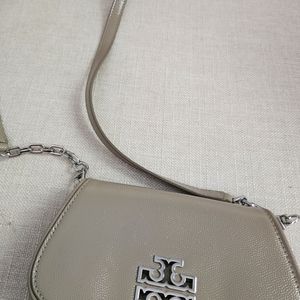 Tory Burch Small Grey Patent Leather Bag